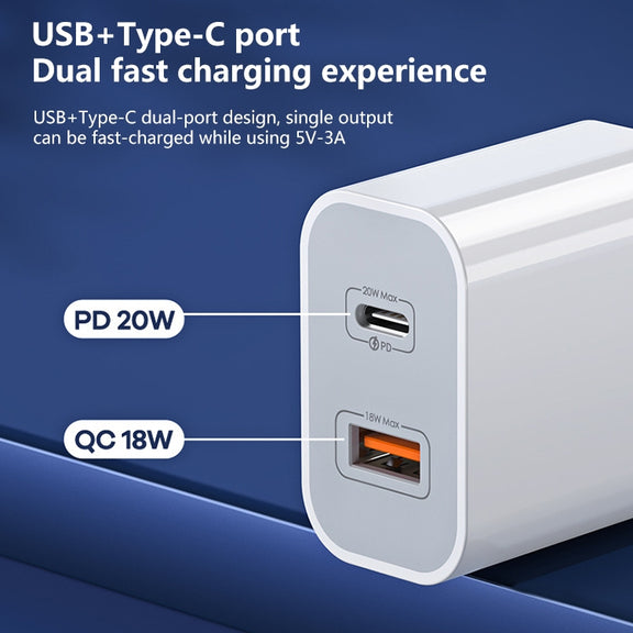 REMAX RP-U68 20W USB+USB-C/Type-C Dual Interface Fast Charger Set, Specification:EU Plug(White)