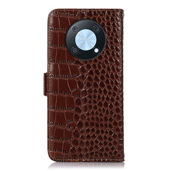 For Huawei Nova Y90/Enjoy 50 Pro Crocodile Top Layer Cowhide Leather Phone Case(Brown)
