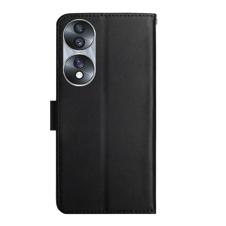 For Honor 70 Genuine Leather Fingerprint-proof Horizontal Flip Phone Case(Black)