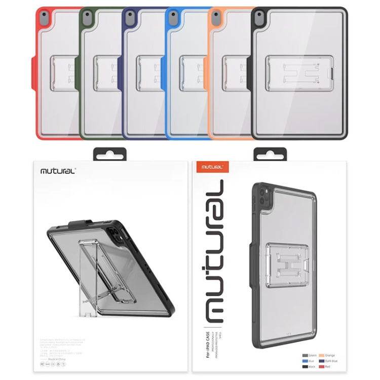 Mutural Transparent Holder Tablet Case For iPad 10.2 2021 / 2020 / 2019 / 10.5(Navy Blue)