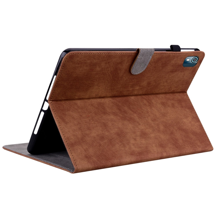 For Nokia T10 Tiger Pattern PU Tablet Case(Brown)