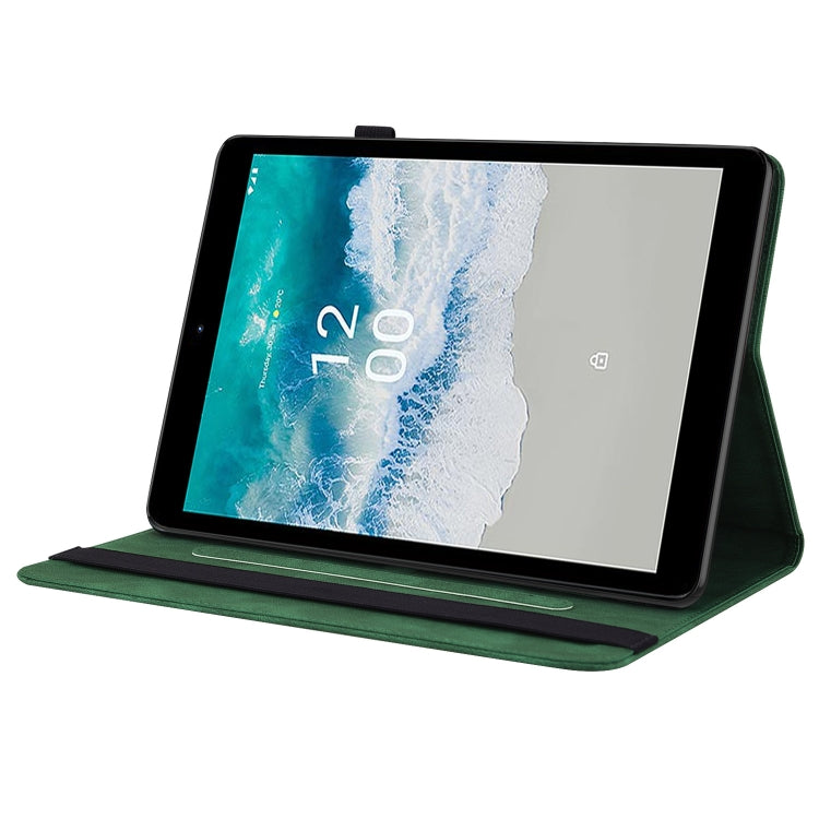 For Nokia T10 Butterfly Flower Embossed Leather Tablet Case(Green)