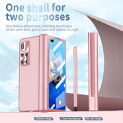 For Huawei Mate X2 Electroplating Hinged Folding Phone Case with S Pen Fold Edtion(Pink)