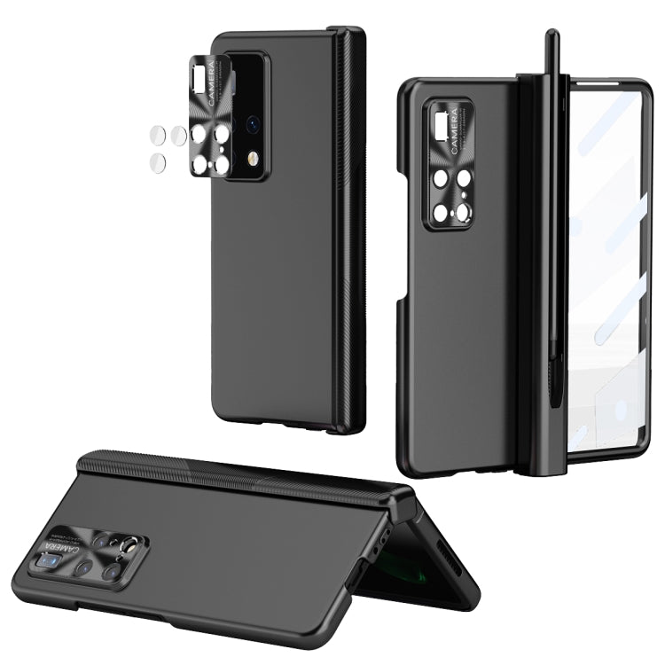 For Huawei Mate X2 Electroplating Hinged Folding Phone Case with S Pen Fold Edtion(Black)