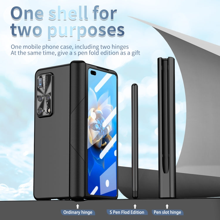 For Huawei Mate X2 Electroplating Hinged Folding Phone Case with S Pen Fold Edtion(Black)