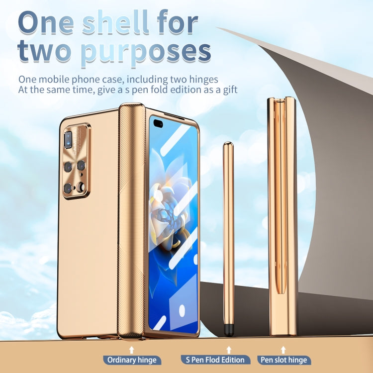For Huawei Mate X2 Electroplating Hinged Folding Phone Case with S Pen Fold Edtion(Gold)
