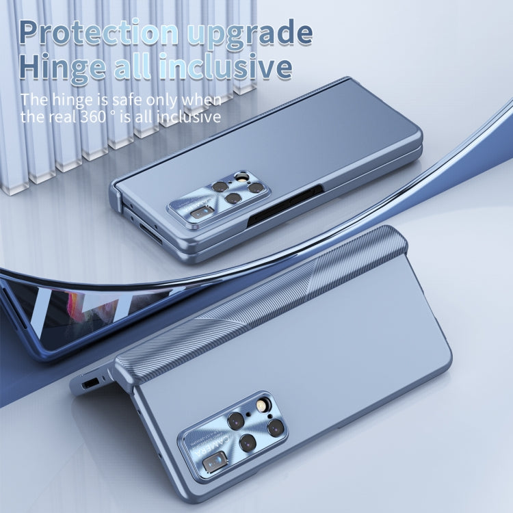For Huawei Mate X2 Electroplating Hinged Folding Phone Case with S Pen Fold Edtion(Blue)