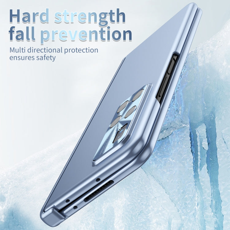For Huawei Mate X2 Electroplating Hinged Folding Phone Case with S Pen Fold Edtion(Blue)