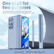 For Huawei Mate X2 Electroplating Hinged Folding Phone Case with S Pen Fold Edtion(Blue)