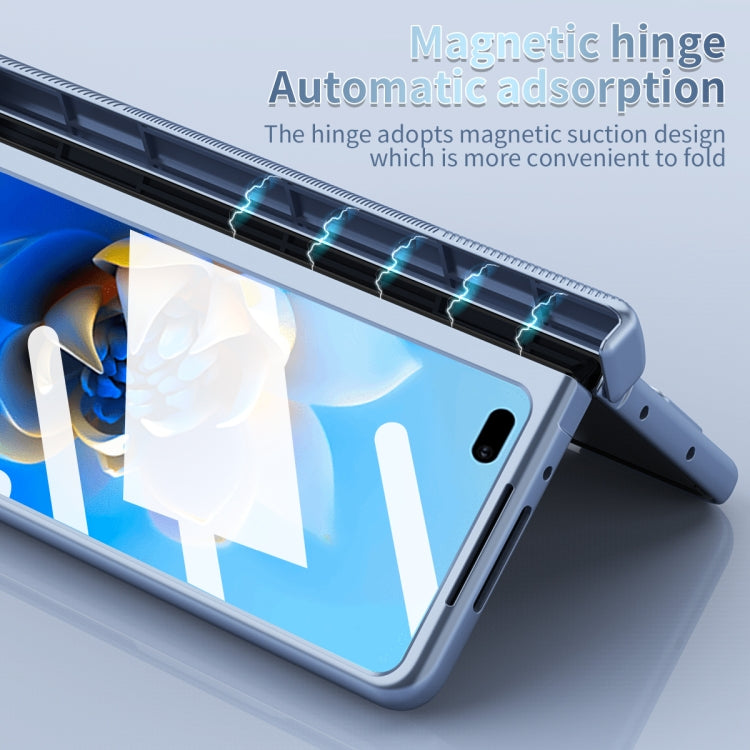 For Huawei Mate X2 Electroplating Hinged Folding Phone Case with S Pen Fold Edtion(Blue)
