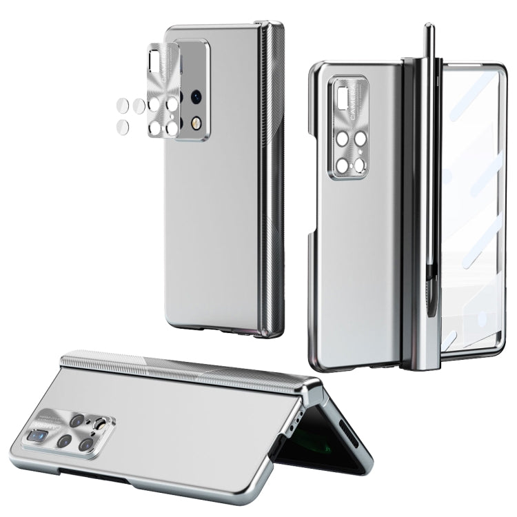 For Huawei Mate X2 Electroplating Hinged Folding Phone Case with S Pen Fold Edtion(Silver)
