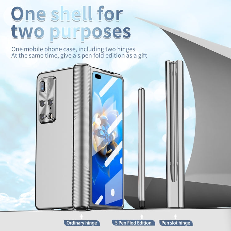 For Huawei Mate X2 Electroplating Hinged Folding Phone Case with S Pen Fold Edtion(Silver)