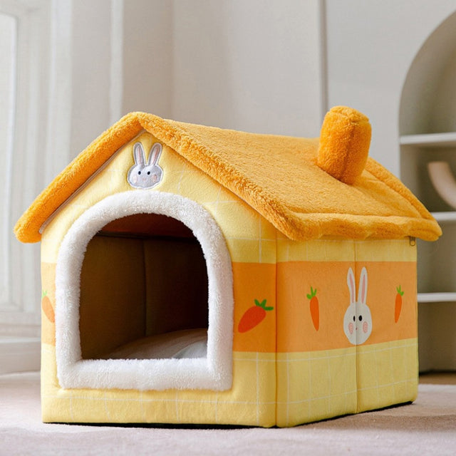 House Type Universal Removable and Washable Pet Dog Cat Bed Pet Supplies, Size:S(Carrot Rabbit)