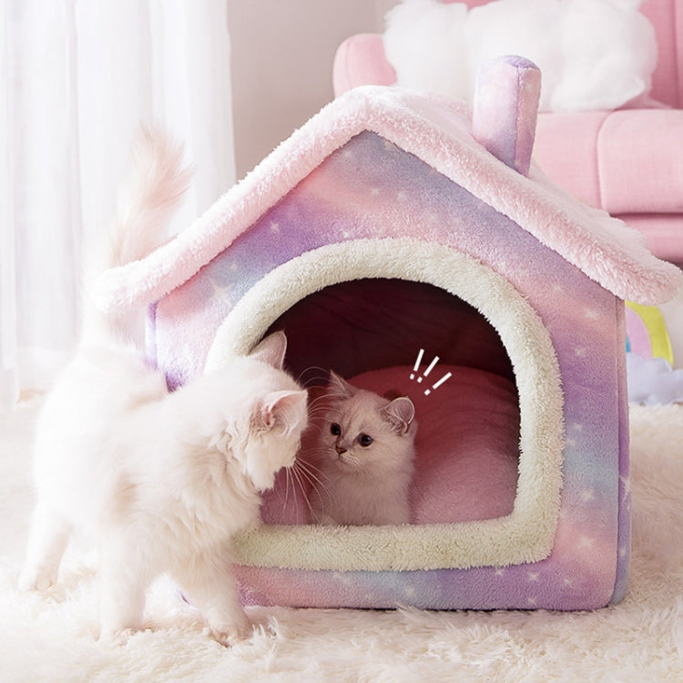 House Type Universal Removable and Washable Pet Dog Cat Bed Pet Supplies, Size:L(Pink Rabbit)