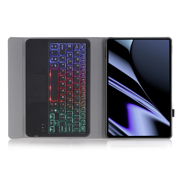 OP11-AS Lambskin Texture Ultra-thin Bluetooth Keyboard Leather Case with Touchpad & Backlight For OPPO Pad 11 inch(Black)