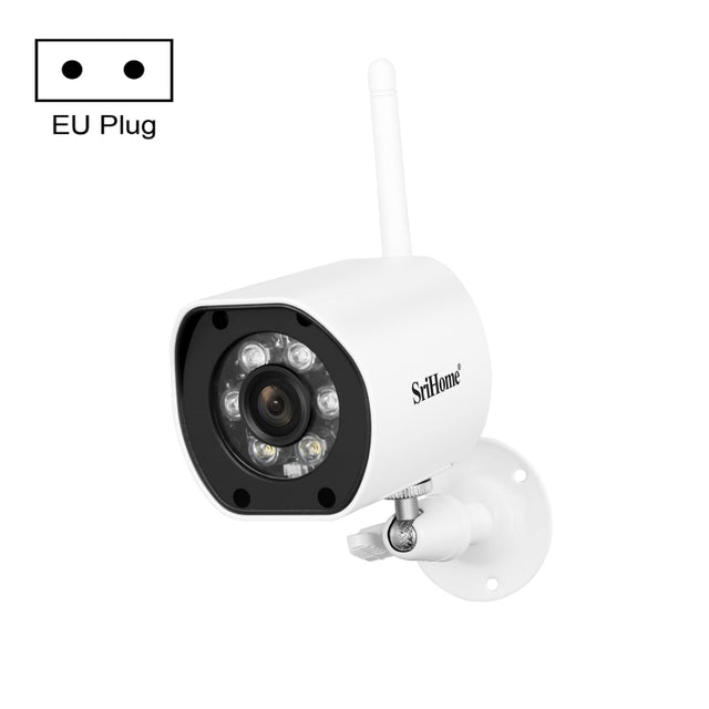 SriHome SH034 5.0MP Mini Dual 2.4 / 5G WiFi Outdoor IP66 Water-resistant Video Surveillance Color Night Vision Security CCTV Cam, Plug Type:EU Plug(White)