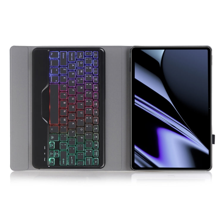 OP11-BS Lambskin Texture Ultra-thin Bluetooth Keyboard Leather Case with Backlight For OPPO Pad 11 inch(Black)