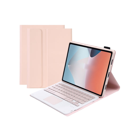 OP12-A Lambskin Texture Ultra-thin Bluetooth Keyboard Leather Case with Touchpad For OPPO Pad Air 10.4 inch(Pink)