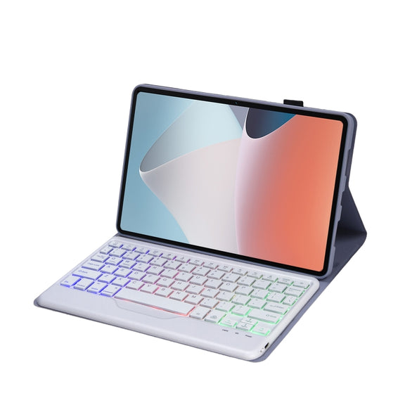 OP12-BS Lambskin Texture Ultra-thin Bluetooth Keyboard Leather Case with Backlight For OPPO Pad Air 10.4 inch(Purple)