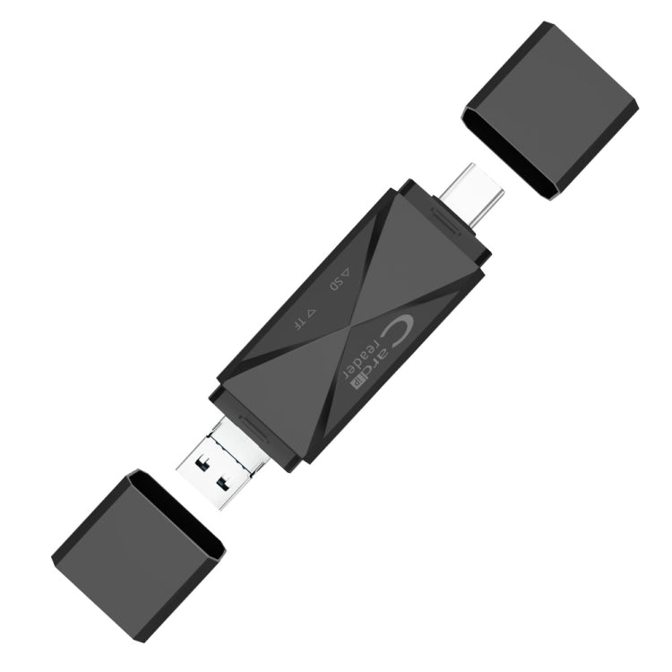 ADS-218 8 Pin+USB+Type-C Multi-function Card Reader(Black)