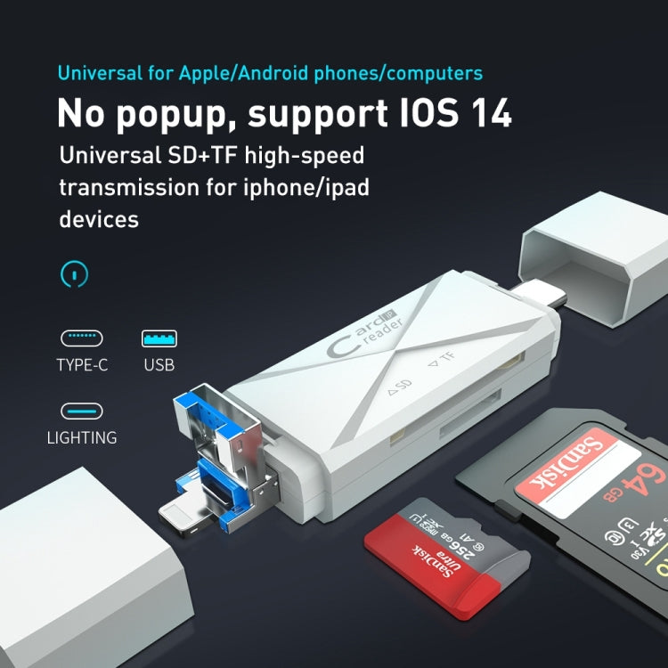 ADS-218 8 Pin+USB+Type-C Multi-function Card Reader(Black)
