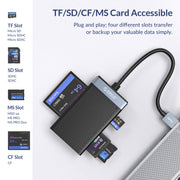ORICO CL4T-C3 4-in-1 Simultaneously Type-C Multifunction Card Reader(Black)
