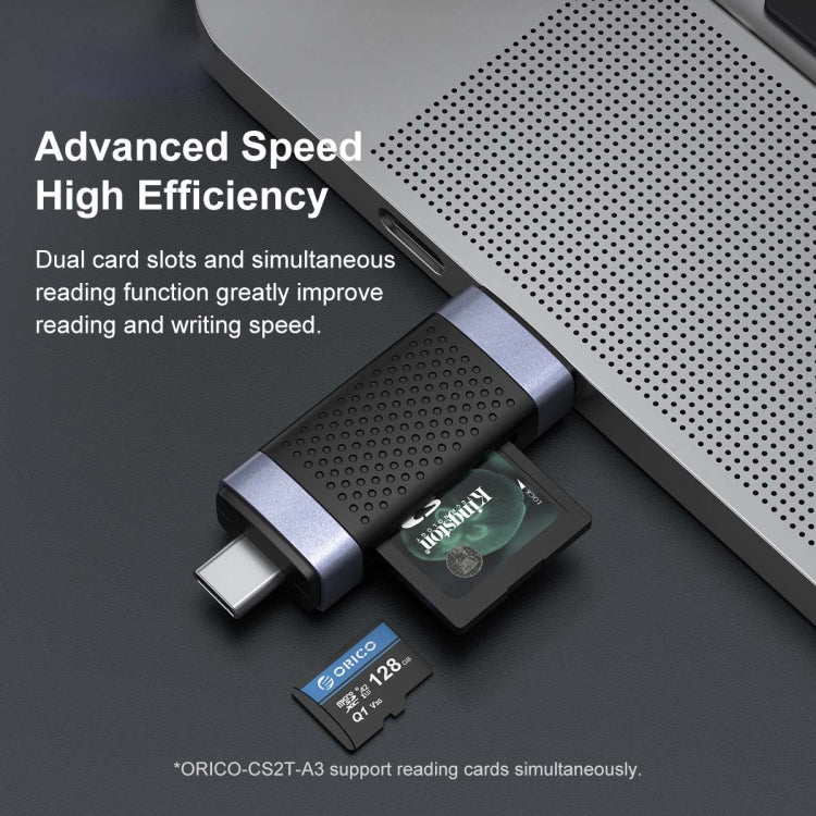 ORICO CS2D-A3 TF/SD Dual Port USB-A3.0 Single Read Card Reader(Black)