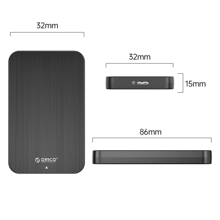 ORICO HM25U3 2.5 inch USB3.0 Micro-B Hard Drive Enclosure, Plug:UK Plug(Black)