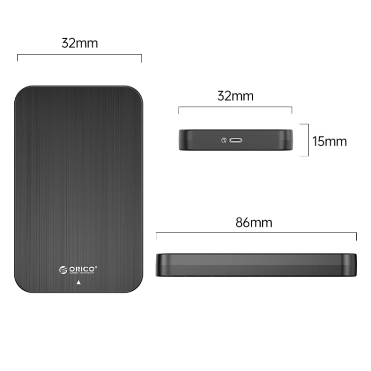 ORICO HM25C3 2.5 inch USB3.1 Gen1 Type-C Hard Drive Enclosure, Plug:EU Plug(Black)