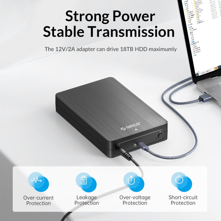 ORICO HM25C3 2.5 inch USB3.1 Gen1 Type-C Hard Drive Enclosure, Plug:EU Plug(Black)