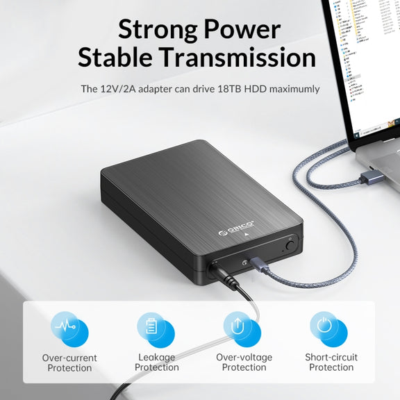 ORICO HM25C3 2.5 inch USB3.1 Gen1 Type-C Hard Drive Enclosure, Plug:EU Plug(Black)