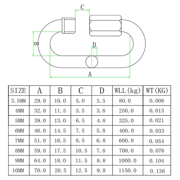 3 PCS 6mm 304 Stainless Steel Quick Connect Ring Runway Buckle