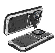 For iPhone 14 Pro R-JUST Shockproof Water-resistant Dust-proof Case with Holder(Silver)