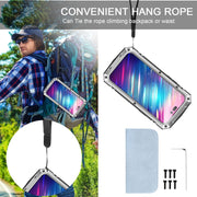 For iPhone 14 Pro R-JUST Shockproof Water-resistant Dust-proof Case with Holder(Silver)