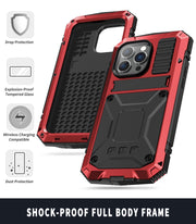 For iPhone 14 Pro Max R-JUST Shockproof Water-resistant Dust-proof Case with Holder (Red)