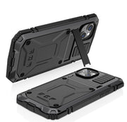 For iPhone 14 R-JUST Shockproof Water-resistant Dust-proof Case with Holder (Black)