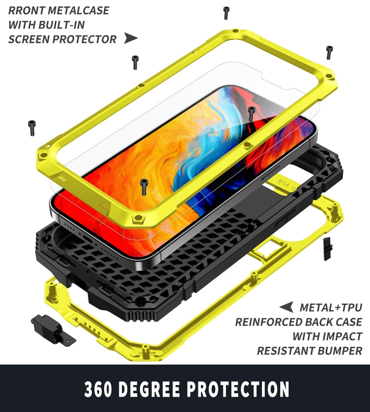For iPhone 14 Plus R-JUST Shockproof Water-resistant Dust-proof Case with Holder (Yellow)