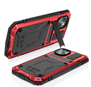 For iPhone 14 Plus R-JUST Shockproof Water-resistant Dust-proof Case with Holder (Red)