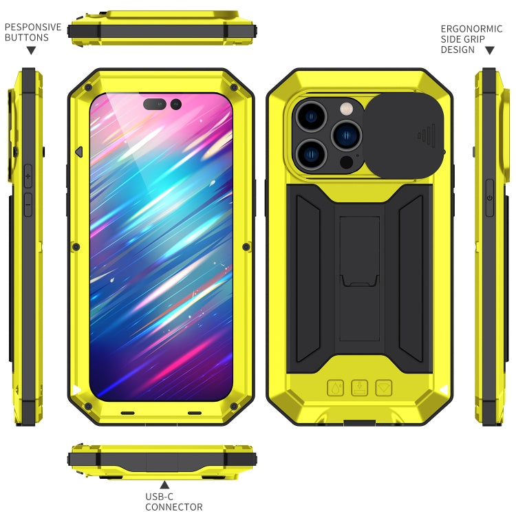 For iPhone 14 Pro R-JUST Shockproof Life Water-resistant Dust-proof Case(Yellow)