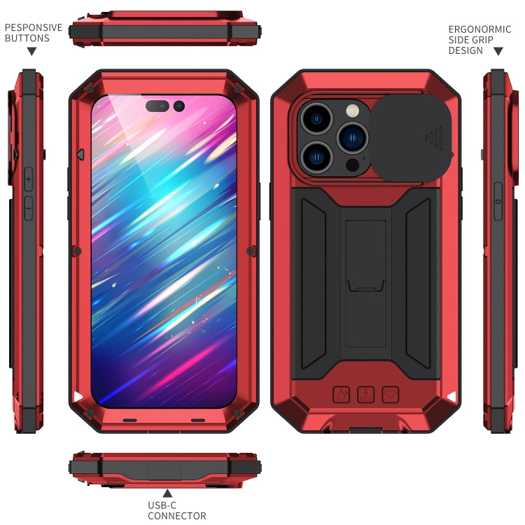 For iPhone 14 Pro R-JUST Shockproof Life Water-resistant Dust-proof Case(Red)