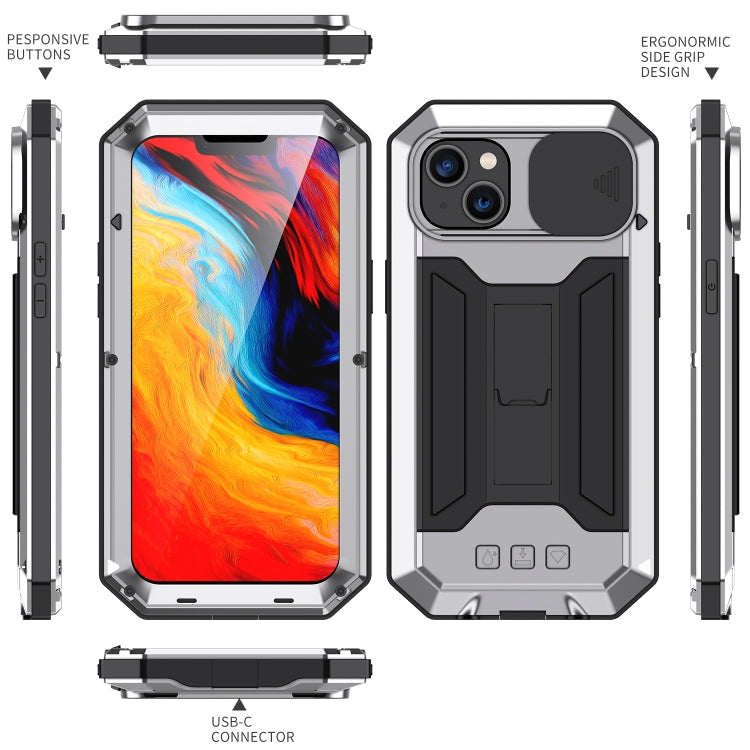 For iPhone 14 Plus R-JUST Shockproof Life Water-resistant Dust-proof Case (Silver)