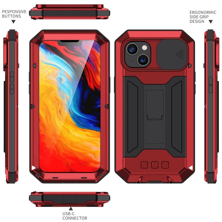 For iPhone 14 Plus R-JUST Shockproof Life Water-resistant Dust-proof Case (Red)