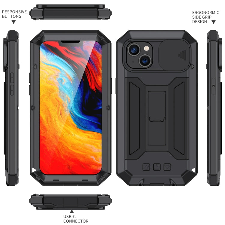 For iPhone 14 Plus R-JUST Shockproof Life Water-resistant Dust-proof Case (Black)