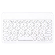 Round Cap Bluetooth Keyboard Leather Case with Pen Slot, without Touchpad For Samsung Galaxy Tab S7(Rose Gold+White Keyboard)