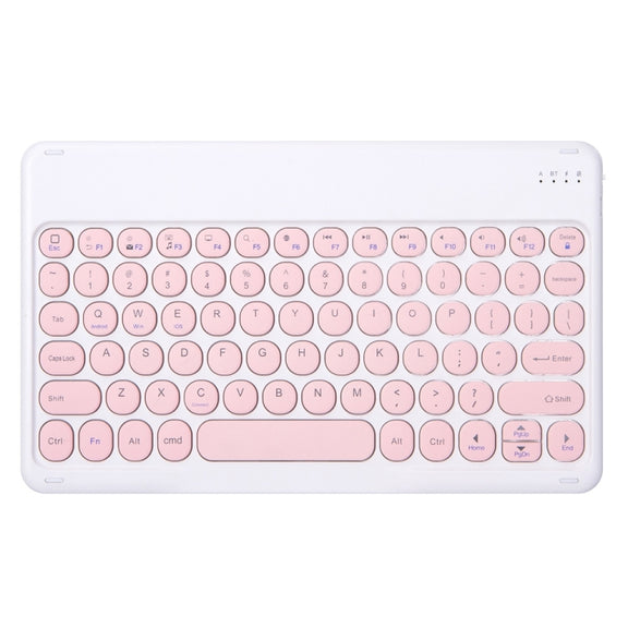 Round Cap Bluetooth Keyboard Leather Case with Pen Slot, without Touchpad For Samsung Galaxy Tab S7(Pink+Pink Keyboard)