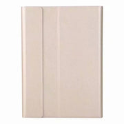 Round Cap Bluetooth Keyboard Leather Case with Pen Slot, without Touchpad For Samsung Galaxy Tab A7 10.4 2020(Gold+White Keyboard)