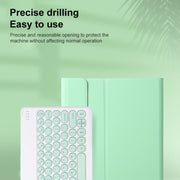Round Cap Bluetooth Keyboard Leather Case with Pen Slot, without Touchpad For Samsung Galaxy Tab A7 10.4 2020(Gold+White Keyboard)