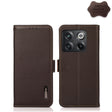 For OnePlus 10T/Ace Pro KHAZNEH Side-Magnetic Litchi Genuine Leather RFID Phone Case(Brown) - free shipping - PMC TechLife - Order now!