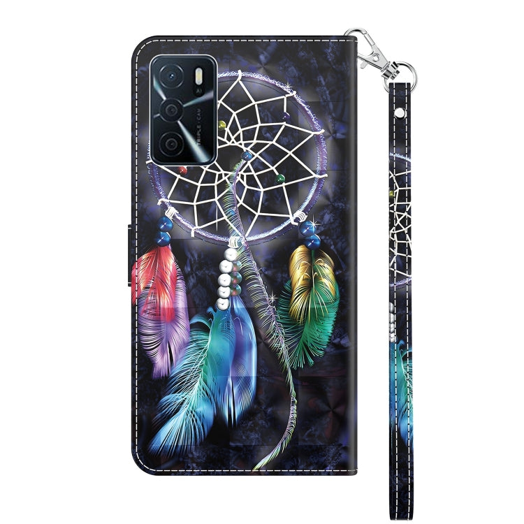 For OPPO A54 5G / A74 5G 3D Painted Leather Phone Case(Colorful Dreamcatcher)