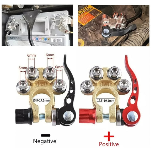 1 Pair Car Battery Terminals Quick Disconnect Cables Connectors, with L Wrench + Insulation Pad